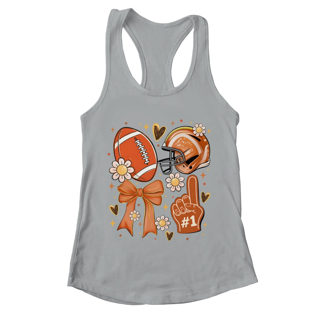 Floral Football Coquette Game Day Football Mama Mom Women Shirt & Tank Top | teecentury