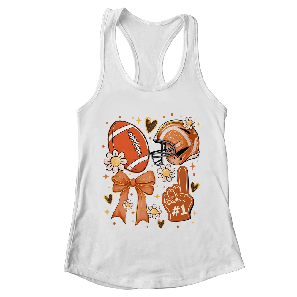Floral Football Coquette Game Day Football Mama Mom Women Shirt & Tank Top | teecentury