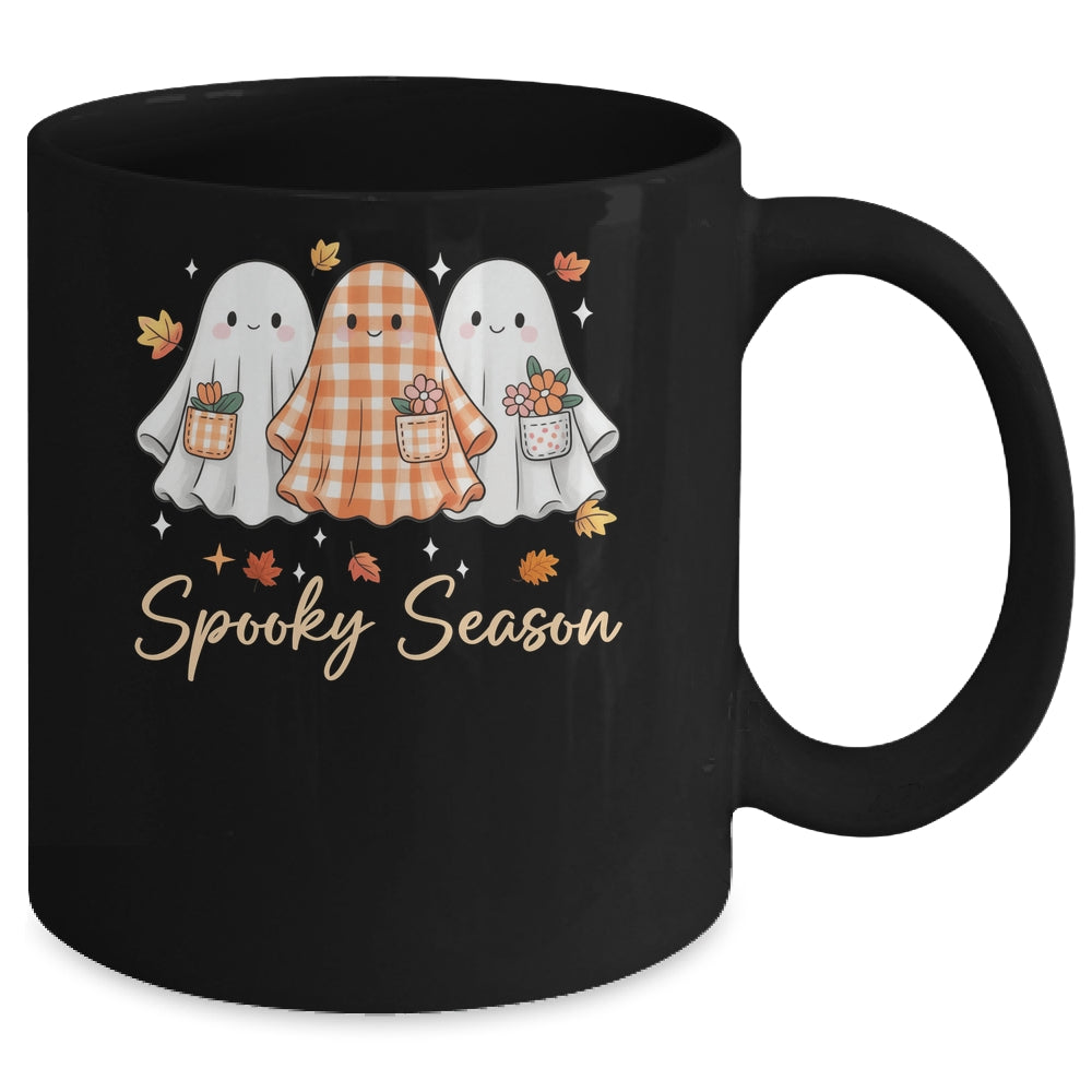 Floral Ghost Patchwork Fall Autumn Spooky Season Halloween Mug | teecentury