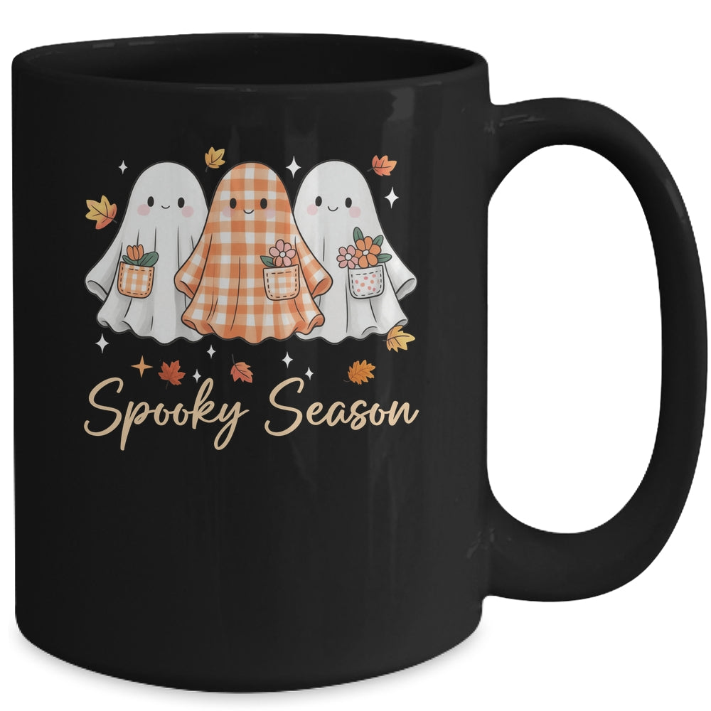 Floral Ghost Patchwork Fall Autumn Spooky Season Halloween Mug | teecentury