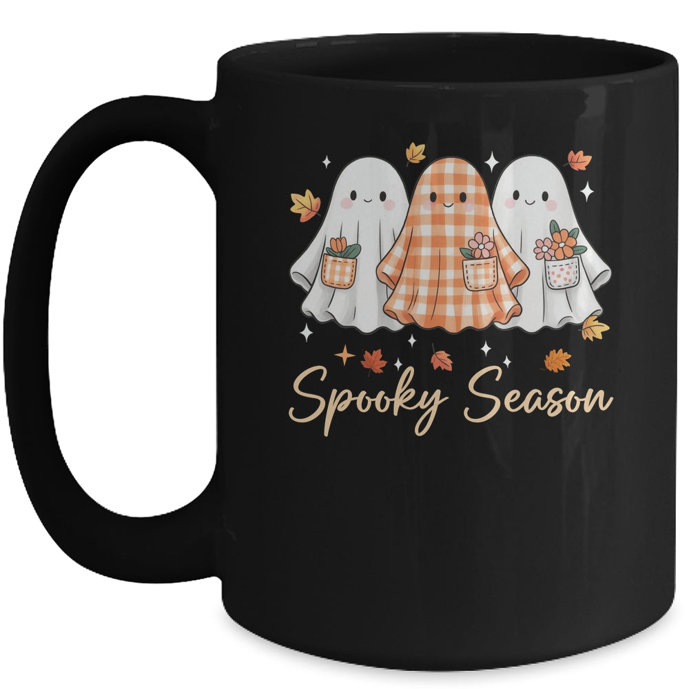 Floral Ghost Patchwork Fall Autumn Spooky Season Halloween Mug | teecentury