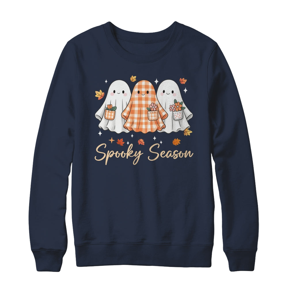 Floral Ghost Patchwork Fall Autumn Spooky Season Halloween Shirt & Sweatshirt | teecentury