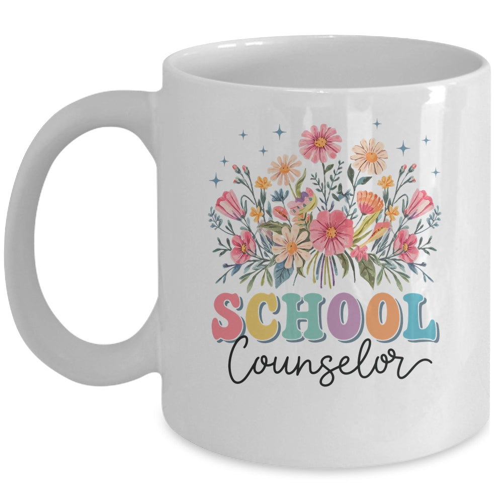 Floral Groovy Wildflower School Counselor Staff Women Retro Mug | teecentury