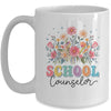 Floral Groovy Wildflower School Counselor Staff Women Retro Mug | teecentury