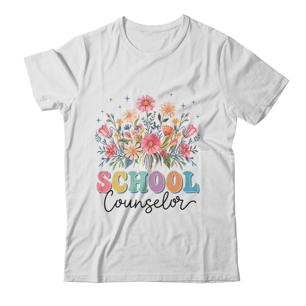 Floral Groovy Wildflower School Counselor Staff Women Retro Shirt & Tank Top | teecentury