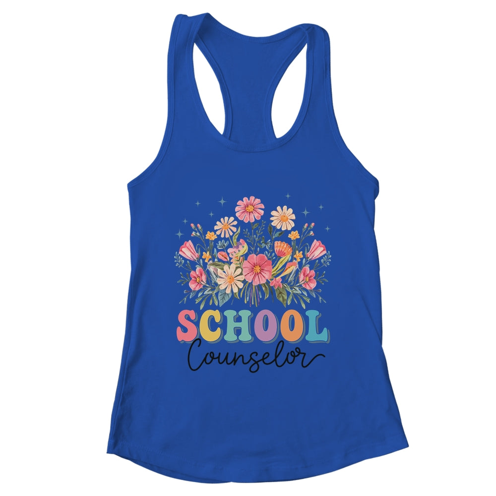 Floral Groovy Wildflower School Counselor Staff Women Retro Shirt & Tank Top | teecentury