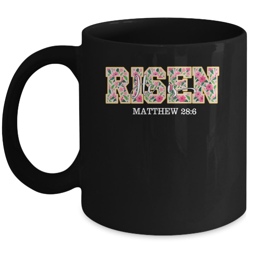 Floral He Is Risen Matthew 28:6 Vintage Easter Christian Mug | teecentury