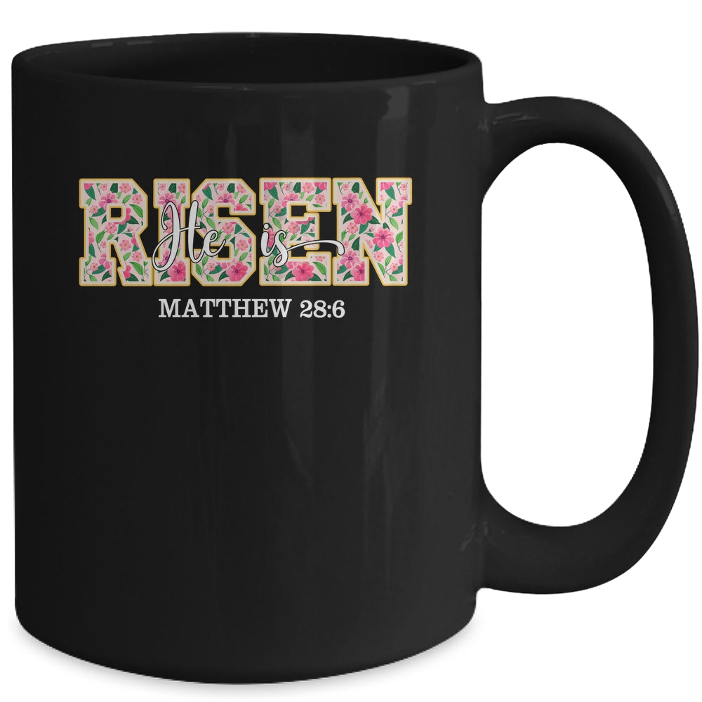 Floral He Is Risen Matthew 28:6 Vintage Easter Christian Mug | teecentury