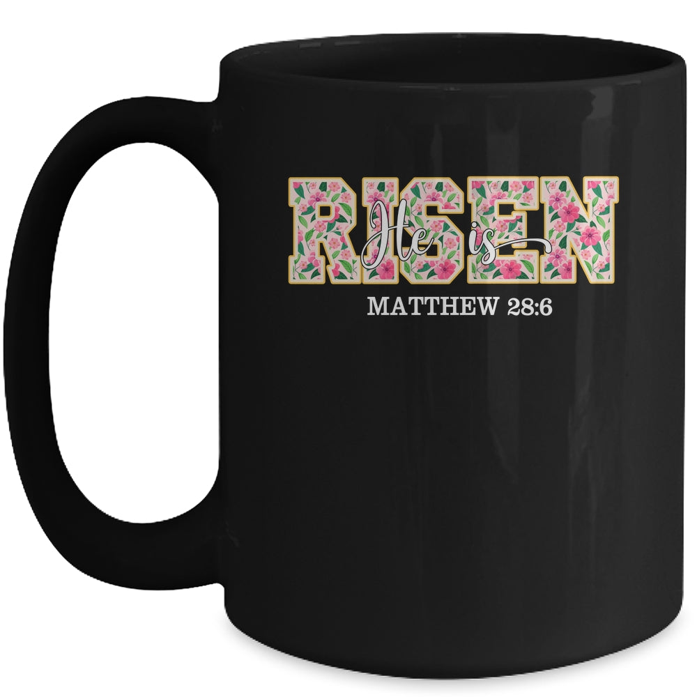 Floral He Is Risen Matthew 28:6 Vintage Easter Christian Mug | teecentury
