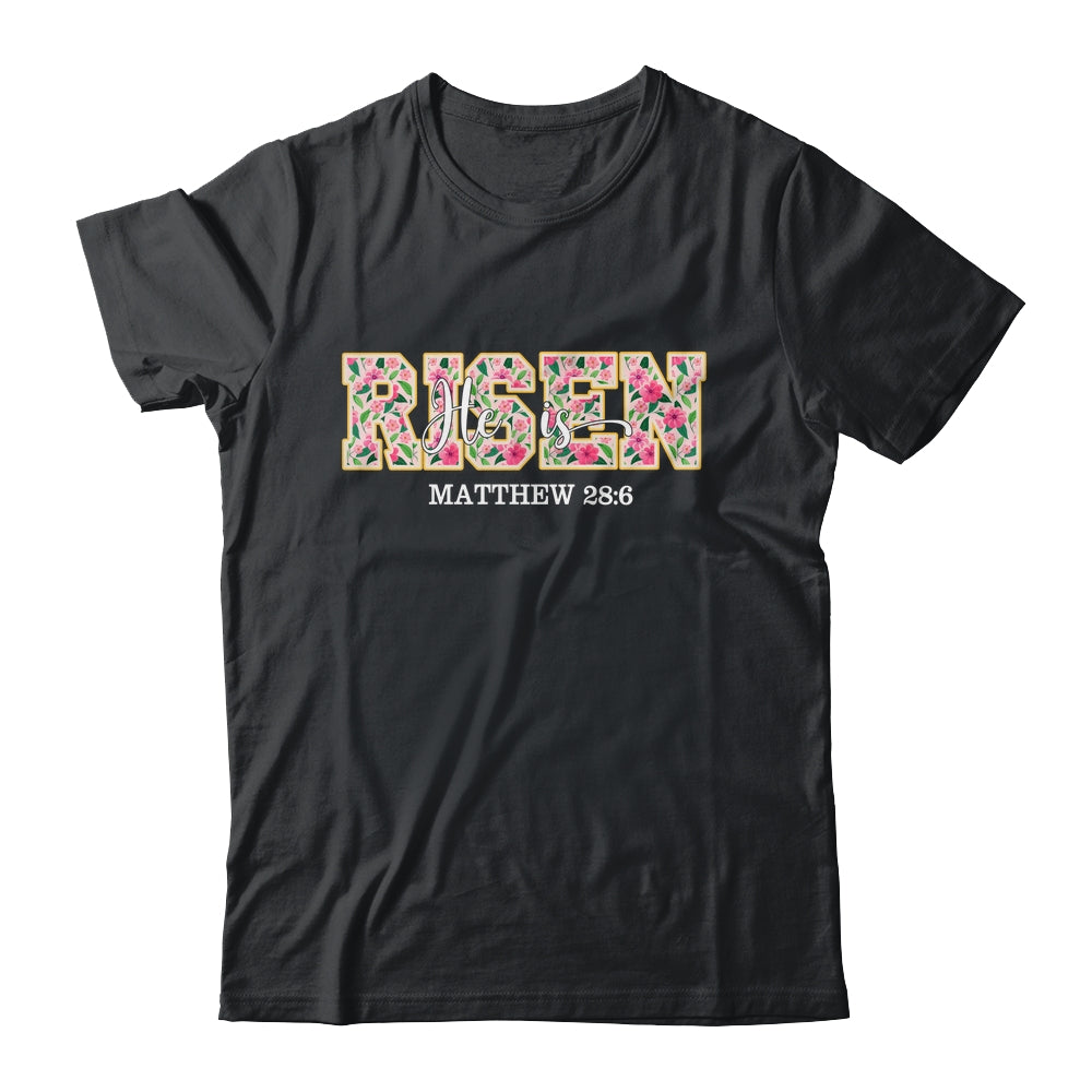 Floral He Is Risen Matthew 28:6 Vintage Easter Christian Shirt & Hoodie | teecentury