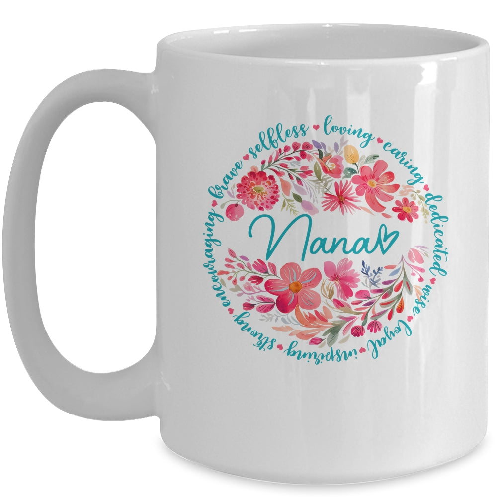 Floral Nana Mothers Day Gardener Cute Wildflowers Women Mug | teecentury