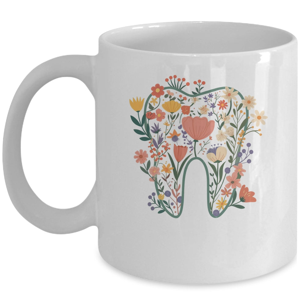 Floral Tooth Boho Flower Dental Student Dental Assistant Mug | teecentury