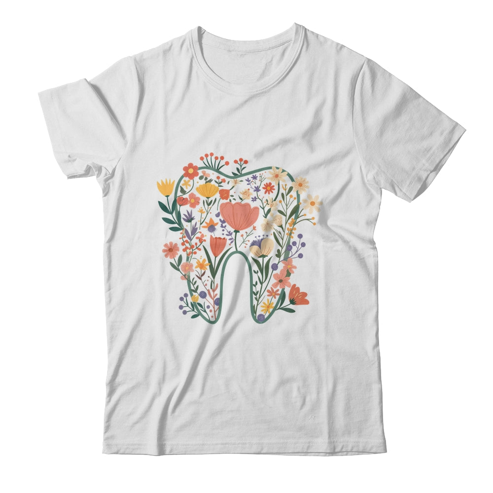 Floral Tooth Boho Flower Dental Student Dental Assistant Shirt & Tank Top | teecentury