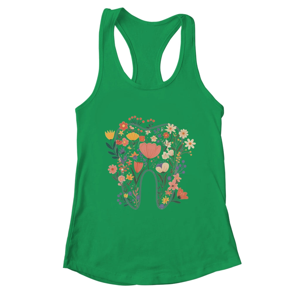 Floral Tooth Boho Flower Dental Student Dental Assistant Shirt & Tank Top | teecentury