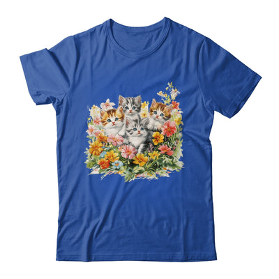 Floral Vintage Aesthetic Painted Kittens Cat Lover Flower Shirt & Tank Top | teecentury