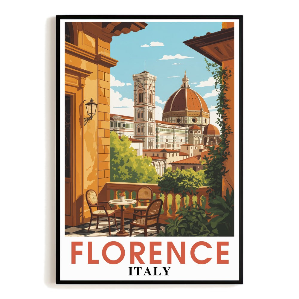 Florence Italy Vintage Travel Poster Duomo Cathedral Iconic Tuscan Wall Art Decor Landscape Print Painting Ideal For Home Office Living Room Bedroom Decor Unframed | teecentury