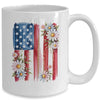 Flower Brushstroke America Flag 4th Of July Jesus Christian Mug | teecentury
