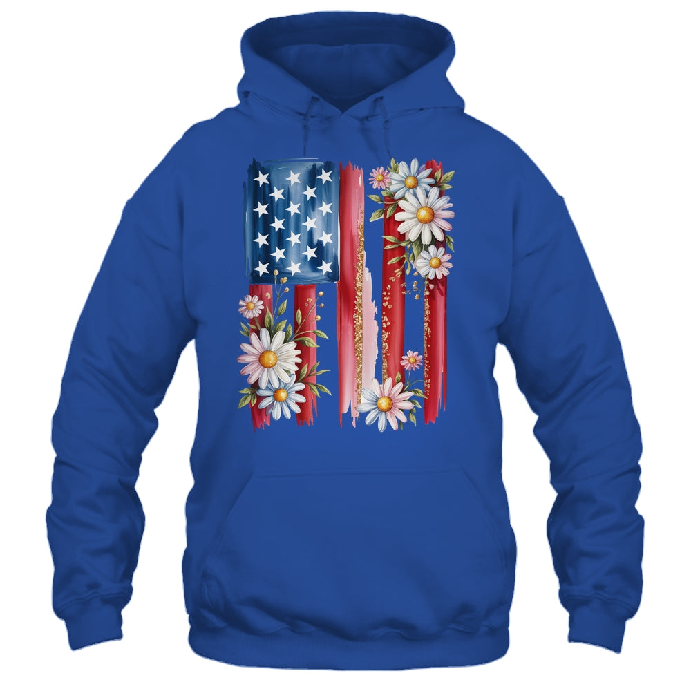 Flower Brushstroke America Flag 4th Of July Jesus Christian Shirt & Tank Top | teecentury