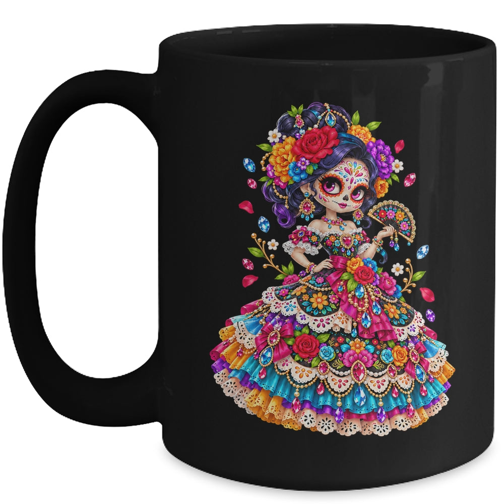 Flower Woman Day Of The Dead Catrina Mexico Skull Women Mug | teecentury