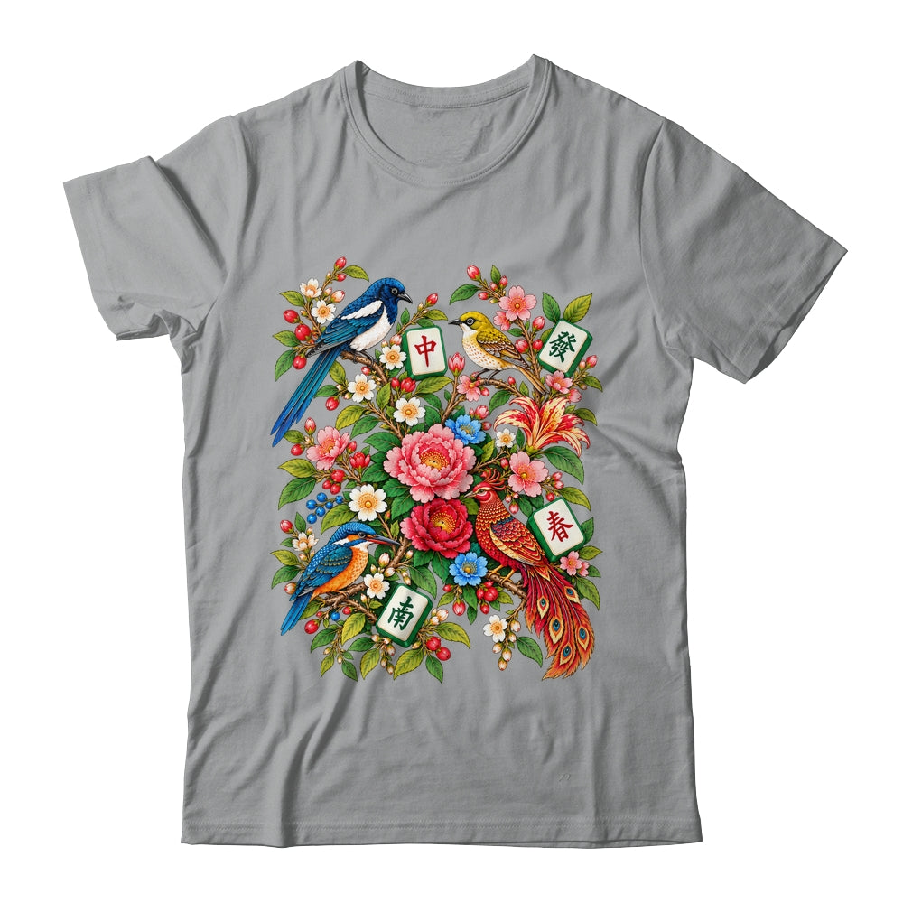 Folk Art Mahjong Tiles Birds Floral Mahjong Lovers Shirt & Tank Top | teecentury
