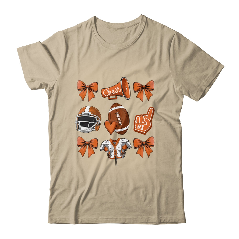 Football Coquette Bow Football Mom Game Cheer Cheerleader Shirt & Sweatshirt | teecentury