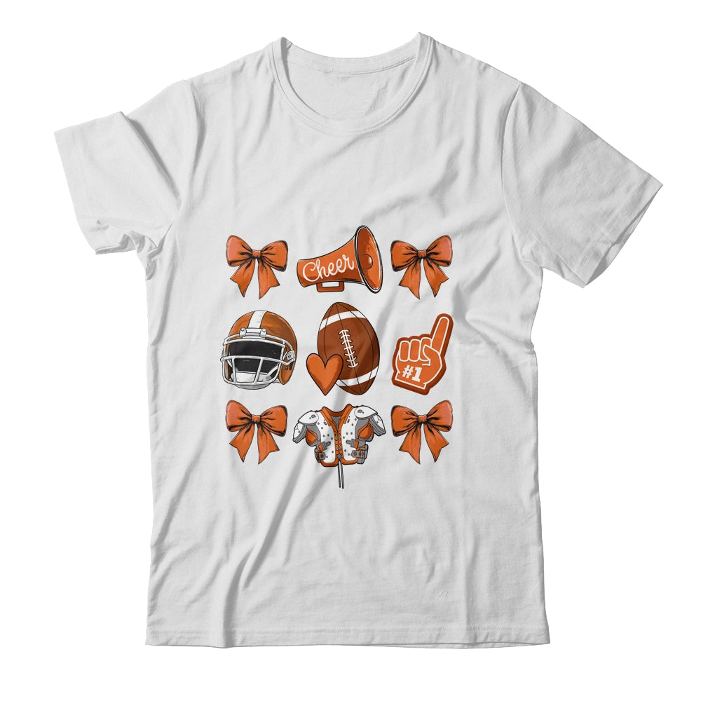 Football Coquette Bow Football Mom Game Cheer Cheerleader Shirt & Sweatshirt | teecentury