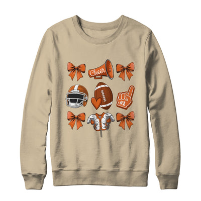 Football Coquette Bow Football Mom Game Cheer Cheerleader Shirt & Sweatshirt | teecentury