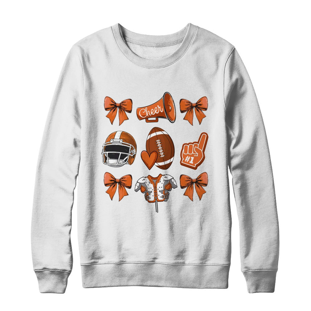 Football Coquette Bow Football Mom Game Cheer Cheerleader Shirt & Sweatshirt | teecentury