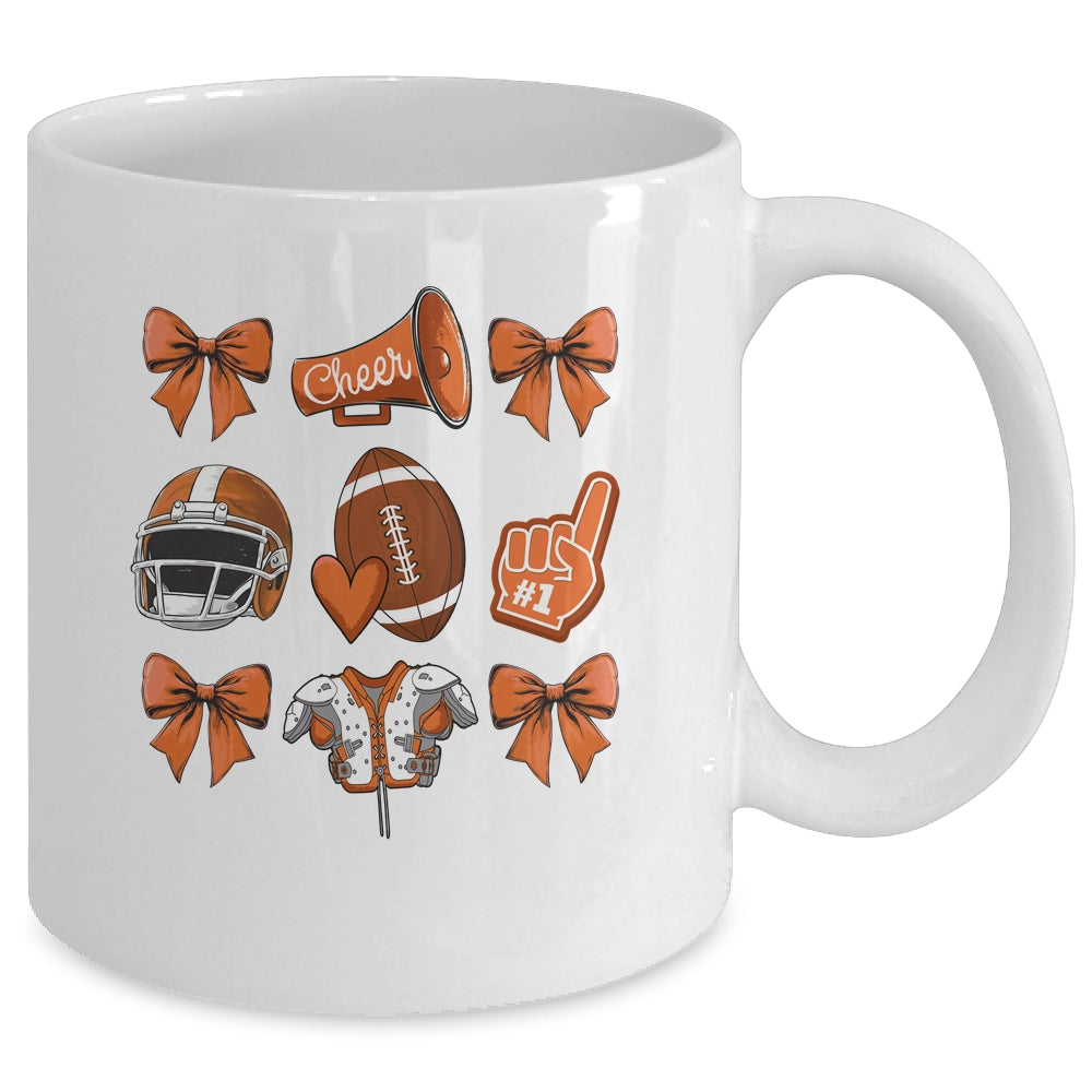 Football Coquette Bow Football Mom Game Cheer Cheerleader Mug | teecentury
