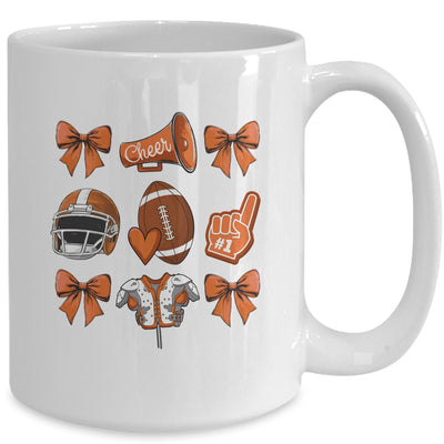 Football Coquette Bow Football Mom Game Cheer Cheerleader Mug | teecentury