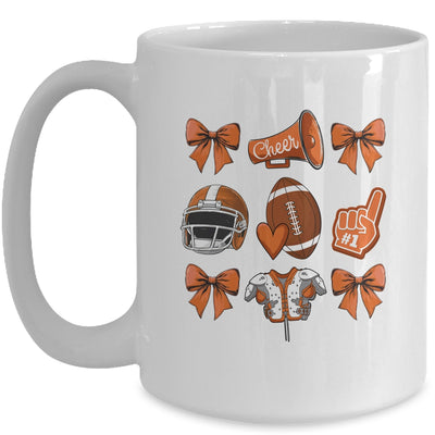 Football Coquette Bow Football Mom Game Cheer Cheerleader Mug | teecentury
