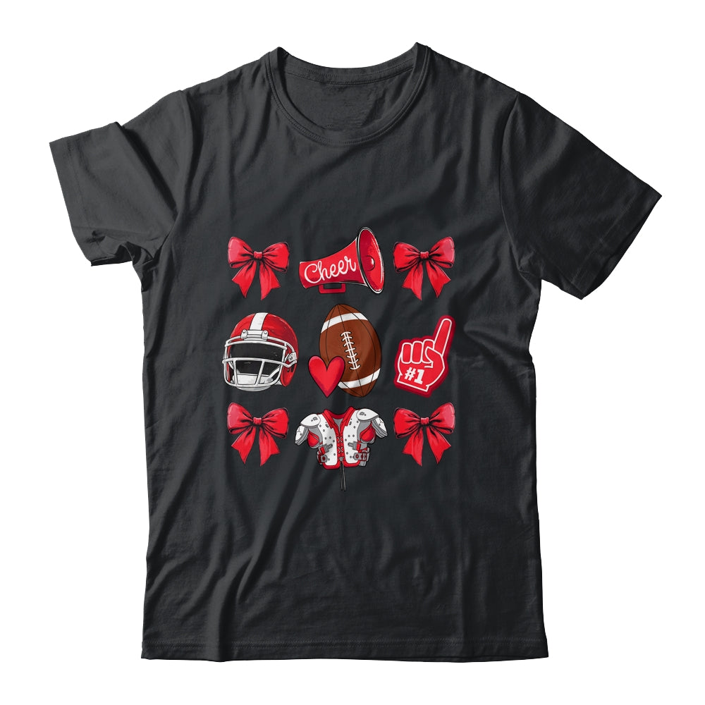 Football Game Coquette Bow Mom Cheer Cheerleader Women Girls Shirt & Sweatshirt | teecentury