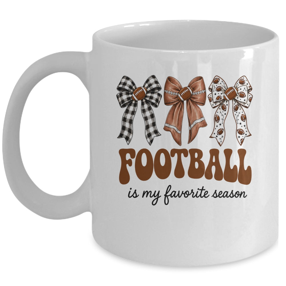 Football Is My Favorite Season Football Bow Game Day Mug | teecentury