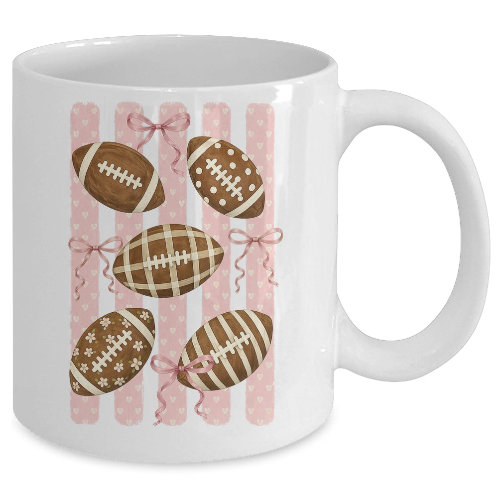 Football Mom Stripes Football High School Game Day Coquette Mug | teecentury
