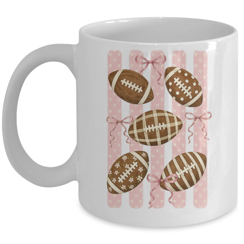 Football Mom Stripes Football High School Game Day Coquette Mug | teecentury