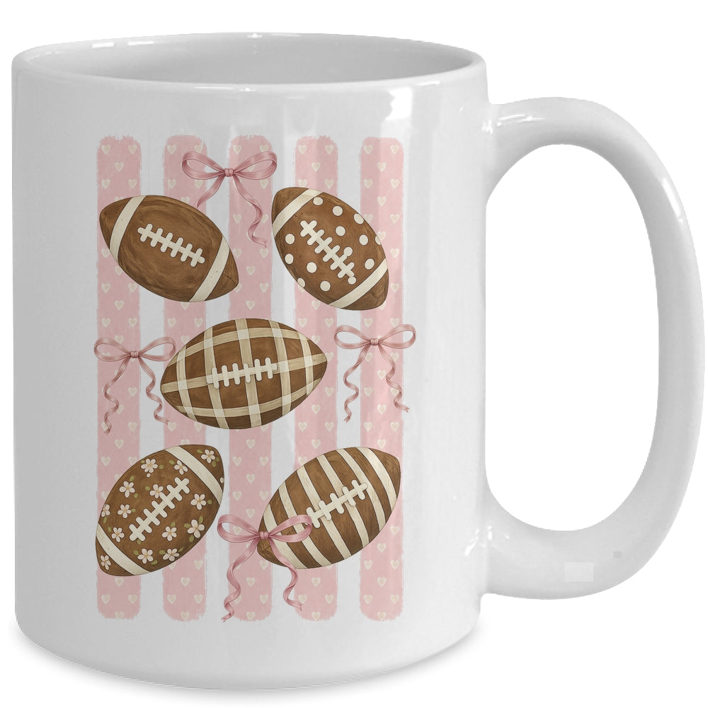 Football Mom Stripes Football High School Game Day Coquette Mug | teecentury