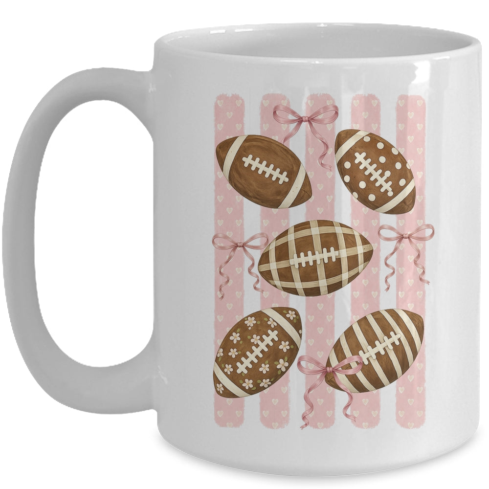 Football Mom Stripes Football High School Game Day Coquette Mug | teecentury