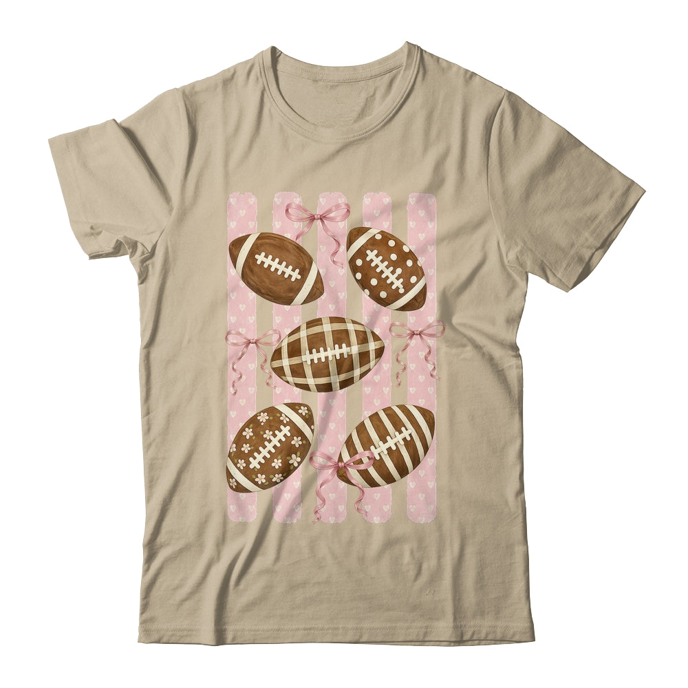 Football Mom Stripes Football High School Game Day Coquette Shirt & Sweatshirt | teecentury