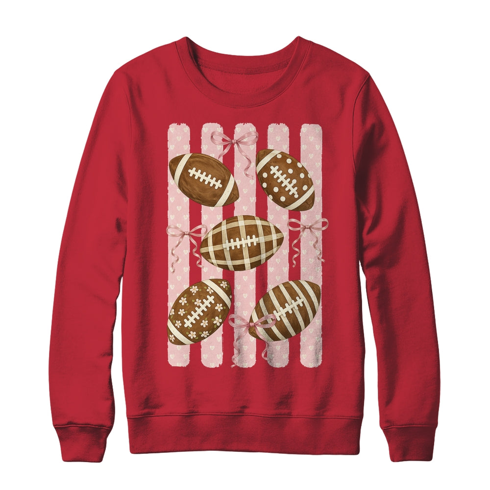 Football Mom Stripes Football High School Game Day Coquette Shirt & Sweatshirt | teecentury