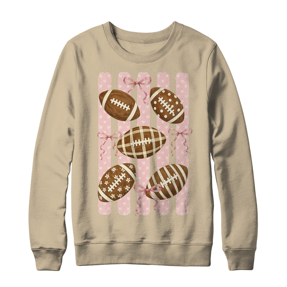 Football Mom Stripes Football High School Game Day Coquette Shirt & Sweatshirt | teecentury