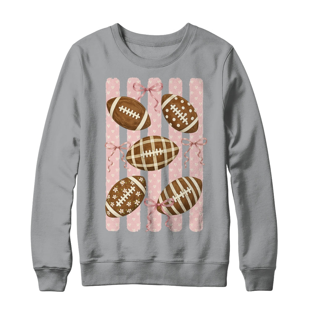 Football Mom Stripes Football High School Game Day Coquette Shirt & Sweatshirt | teecentury