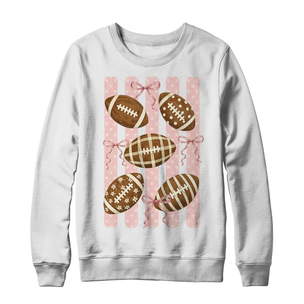 Football Mom Stripes Football High School Game Day Coquette Shirt & Sweatshirt | teecentury
