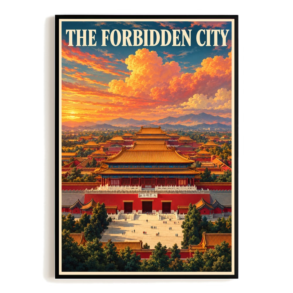 Forbidden City Beijing China Travel Poster Vintage Imperial Palace Wall Art Print Historic Asian Architecture Decor For Home Living Room Bedroom Souvenir Gift Unframed | teecentury