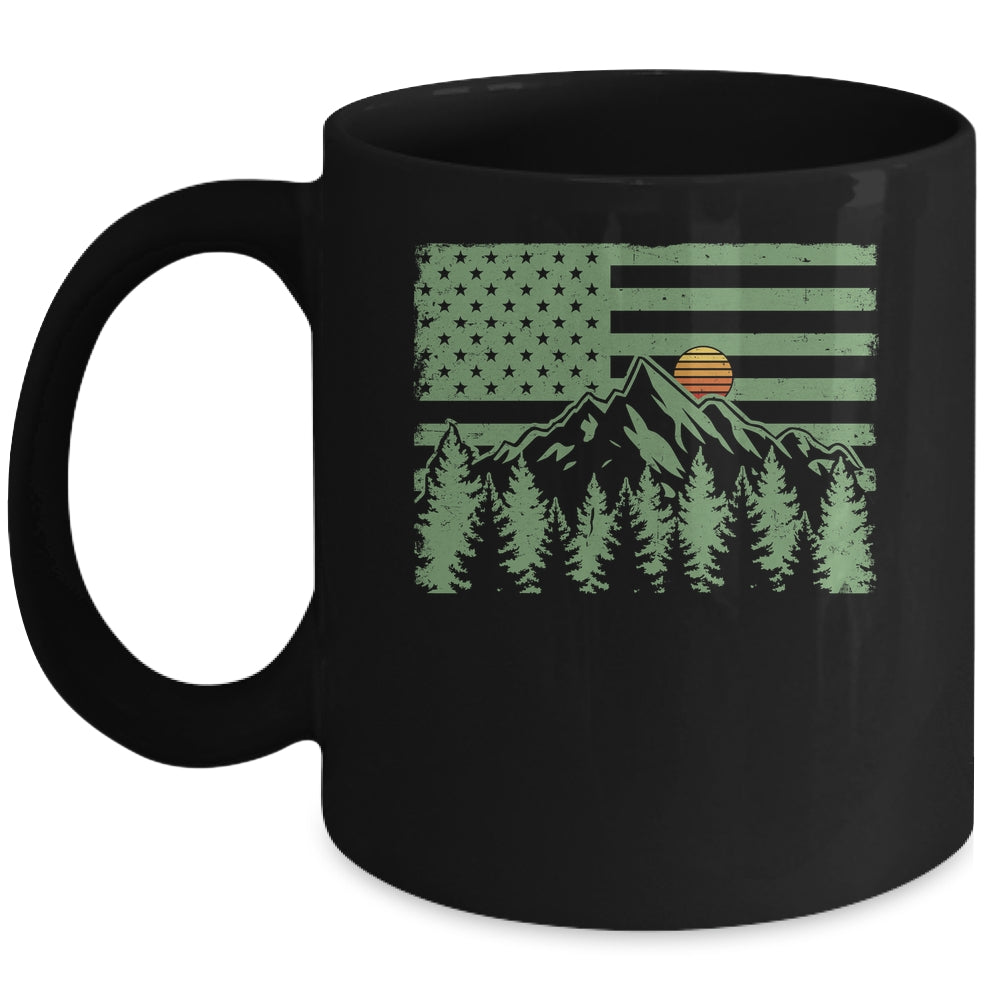 Forest Tree Wildlife Nature Outdoor American USA Flag Forest Mug | teecentury
