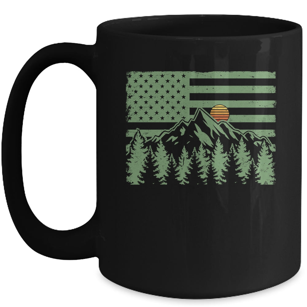 Forest Tree Wildlife Nature Outdoor American USA Flag Forest Mug | teecentury
