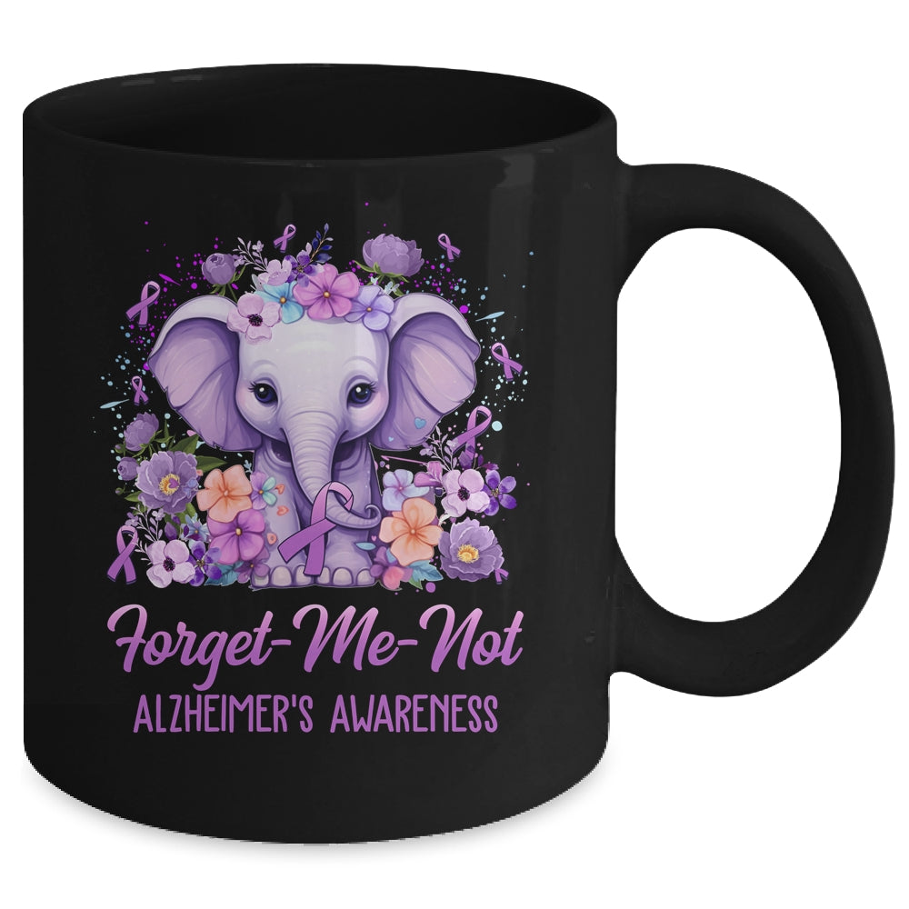 Forget Me Not Alzheimer's Awareness Month Elephant Flower Mug | teecentury