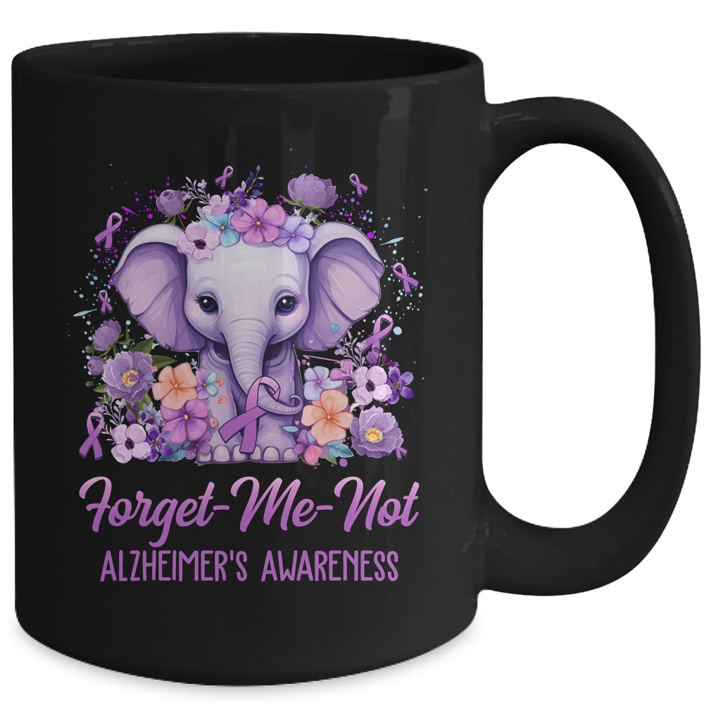 Forget Me Not Alzheimer's Awareness Month Elephant Flower Mug | teecentury