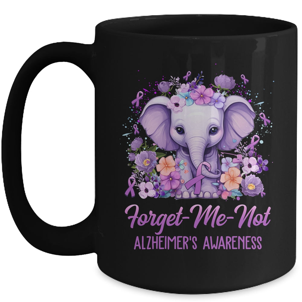 Forget Me Not Alzheimer's Awareness Month Elephant Flower Mug | teecentury