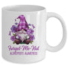 Forget Me Not Purple Alzheimer's Awareness Gnome Flower Mug | teecentury