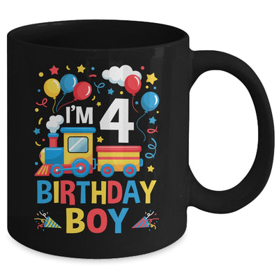 Four 4yr 4th Kids Boys Girls Train Birthday Boy 4 Years Old Mug | teecentury